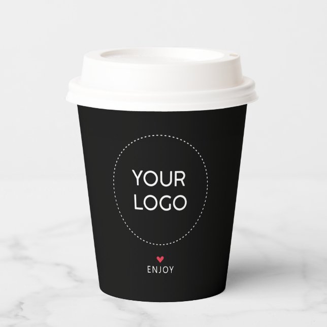 Simple Heart Business Logo QR code Custom Paper Cu Paper Cups (Front)