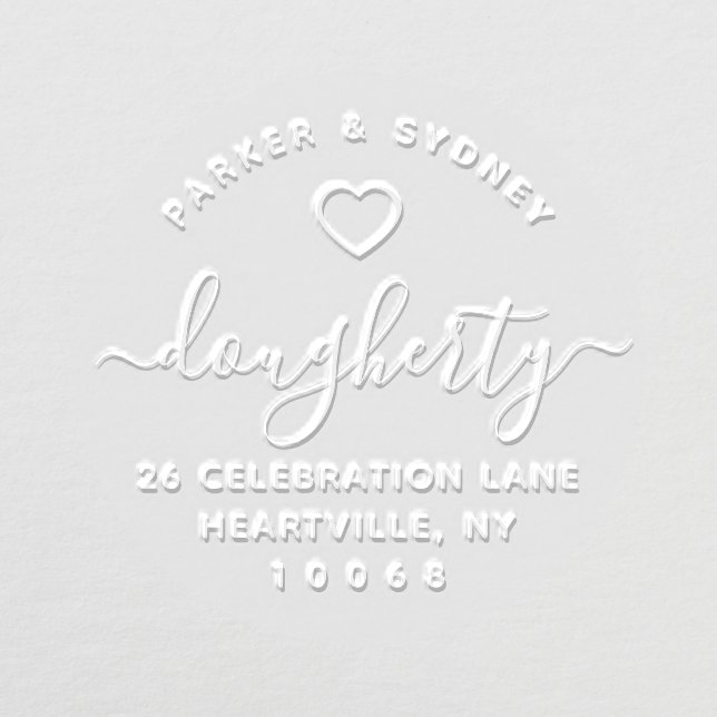 Simple Heart Calligraphy Script Return Address Embosser (Design)