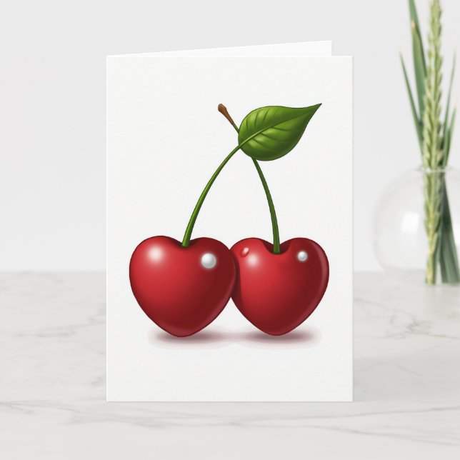 Simple Heart Cherries Card (Front)