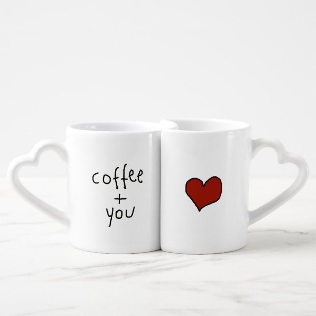 Simple Heart coffee plus you Coffee Mug Set (Front Nesting)