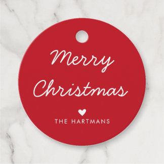 Simple Heart Custom Color Christmas Gift Tags