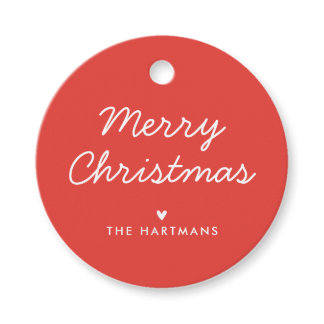 Simple Heart Custom Color Christmas Gift Tags