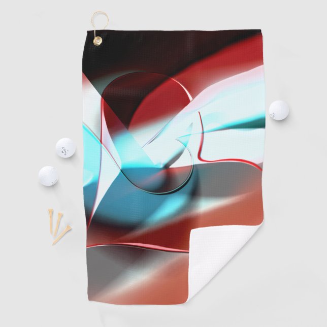 Simple heart design, crystalline tone mix in curve golf towel (InSitu)
