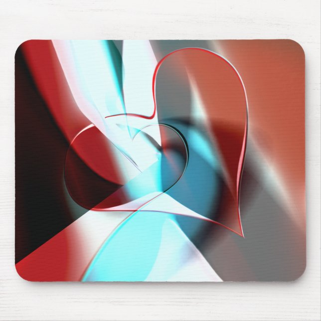 Simple heart design, crystalline tone mix in curve mouse pad (Front)