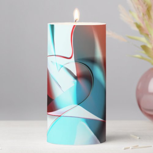 Simple heart design crystalline tone mix in curve pillar candle