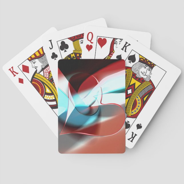 Simple heart design, crystalline tone mix in curve poker cards (Back)