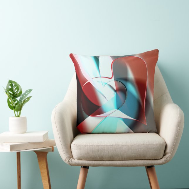 Simple heart design, crystalline tone mix in curve throw pillow (Chair)