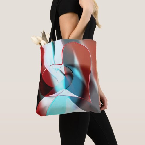 Simple heart design crystalline tone mix in curve tote bag