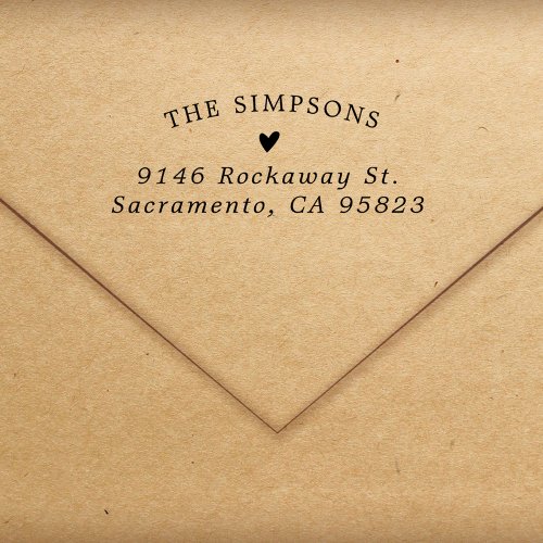 Simple Heart Elegant Lettering Return Address Rubber Stamp