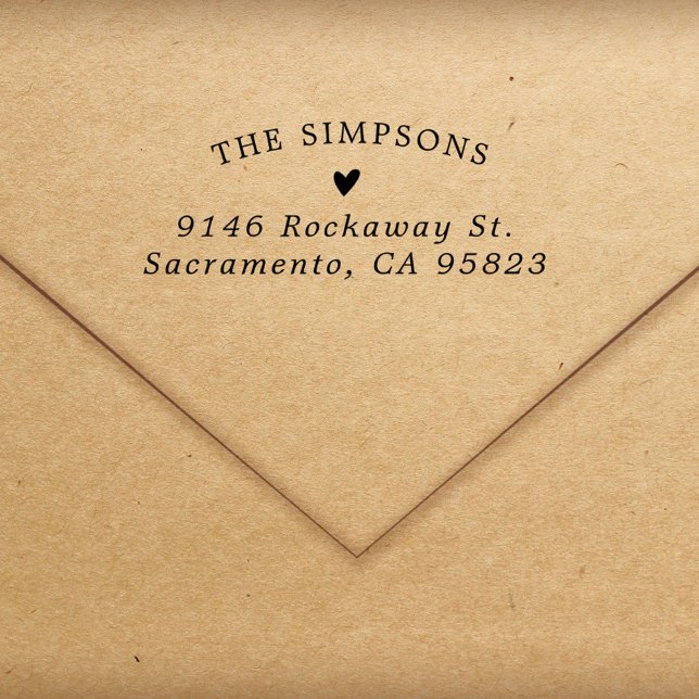 Simple Heart Elegant Lettering Return Address Rubber Stamp (Creator Uploaded)