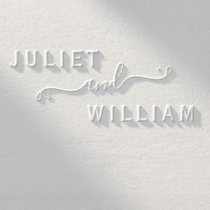 Simple heart Elegant Minimalist Wedding Monogram Embosser