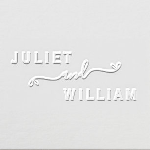 Simple heart Elegant Minimalist Wedding Monogram Embosser