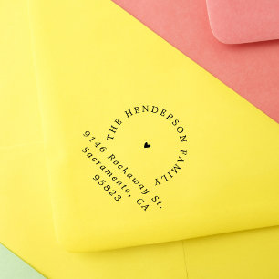 Simple Heart Elegant Typography Return Address Rubber Stamp