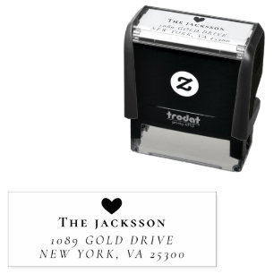 Simple Heart Family Name Return Address Self-inking Stamp