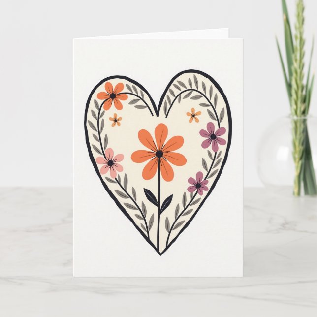 Simple Heart Floral Card (Front)