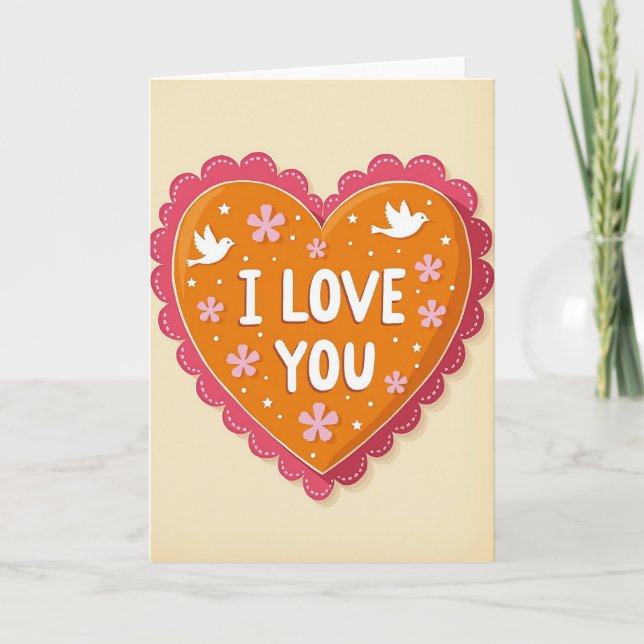 Simple Heart I Love You Card (Front)