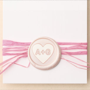 Simple Heart Lovers Initials Wax Seal Sticker