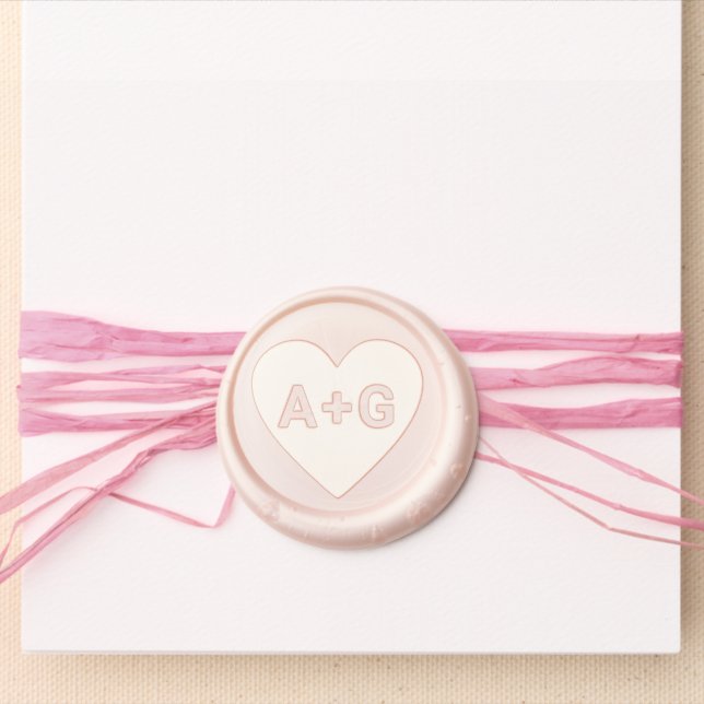Simple Heart Lovers Initials Wax Seal Sticker (Front)