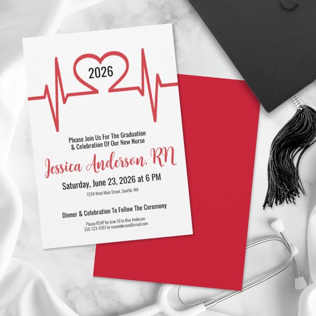 Simple Heart Medical Nursing School Graduation Invitation (Simple Heart Medical Nursing School Graduation Invitation)