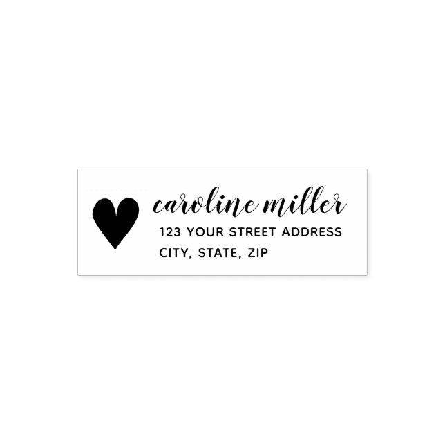 Simple Heart Modern Calligraphy Address Stamp (Design)