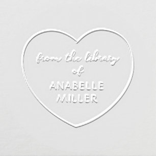 Simple Heart Modern Custom From The Library Book Embosser