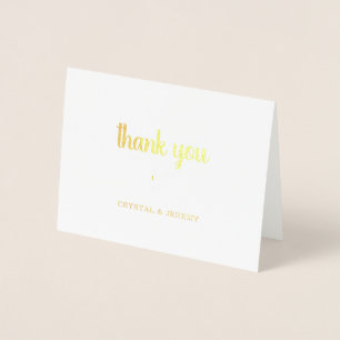 Simple Heart Modern Elegant Wedding Thank You Foil Card