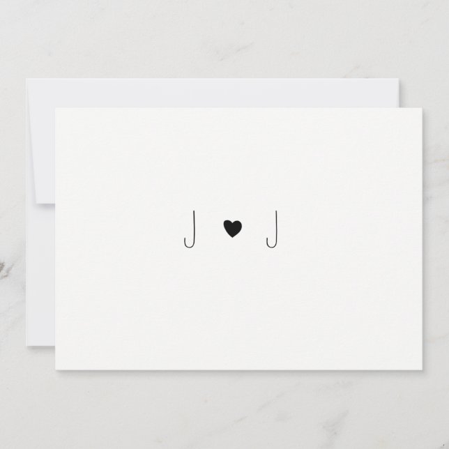 Simple heart monogram wedding invitations (Front)