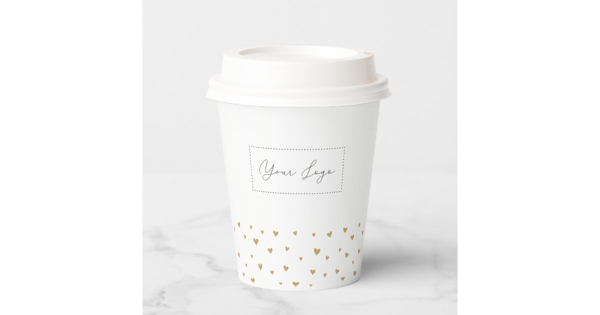 Simple Heart Pattern Business Logo Custom Paper Cups | Zazzle