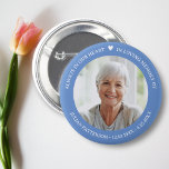 Simple Heart Photo Funeral Memorial Keepsake  Button<br><div class="desc">Honor your loved one with this beautiful button featuring a photo highlighted by 3 lines of custom text and a simple heart.  Easily change the background color to suit your needs. The perfect keepsake memory favor to hand out to family and friends.</div>