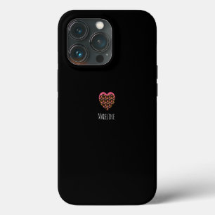 Simple Heart Pink Animal Print Pattern iPhone 13 Pro Case