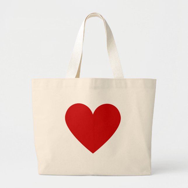 Simple Heart Red Minimalist Modern Love Natural  Large Tote Bag (Front)