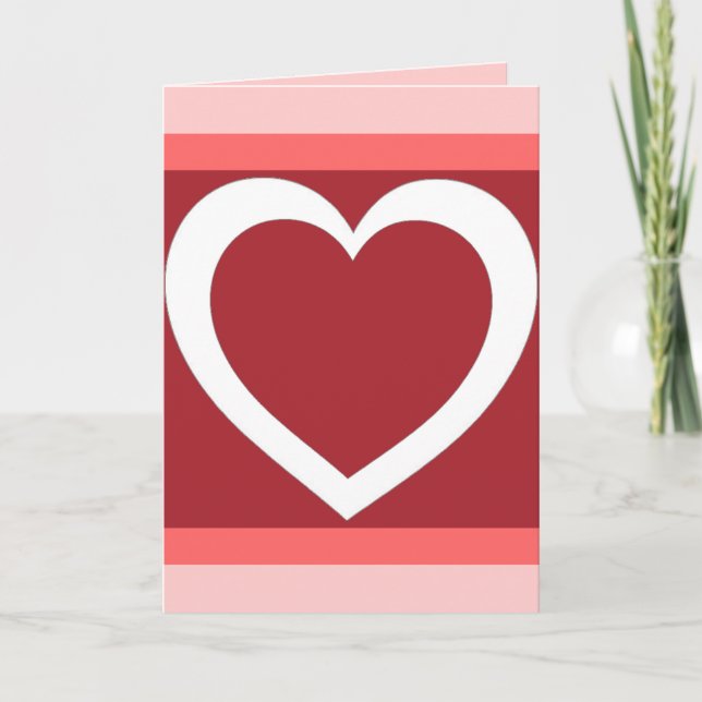 Simple heart red white pink Valentine's Day card (Front)