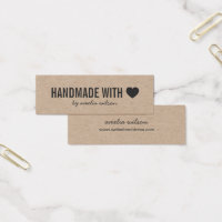 Simple Heart Rustic Handmade with Love Kraft Mini Business Card