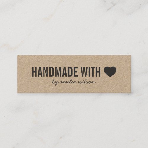 Simple Heart Rustic Handmade with Love Kraft Mini Business Card