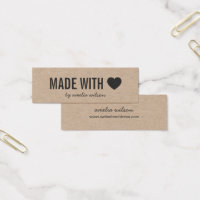 Simple Heart Rustic Made with Love Kraft Mini Business Card