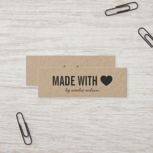 Simple Heart Rustic Made with Love Kraft Mini Business Card