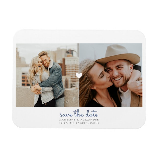 Simple Heart Save the Date Photo Magnet (Horizontal)