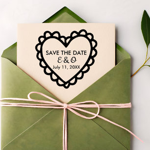 Simple Heart Save the Date Wedding Rubber Stamp