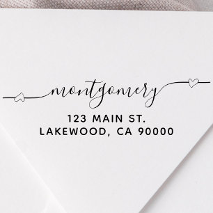 Simple Heart Script Handwritten Return Address Self-inking Stamp