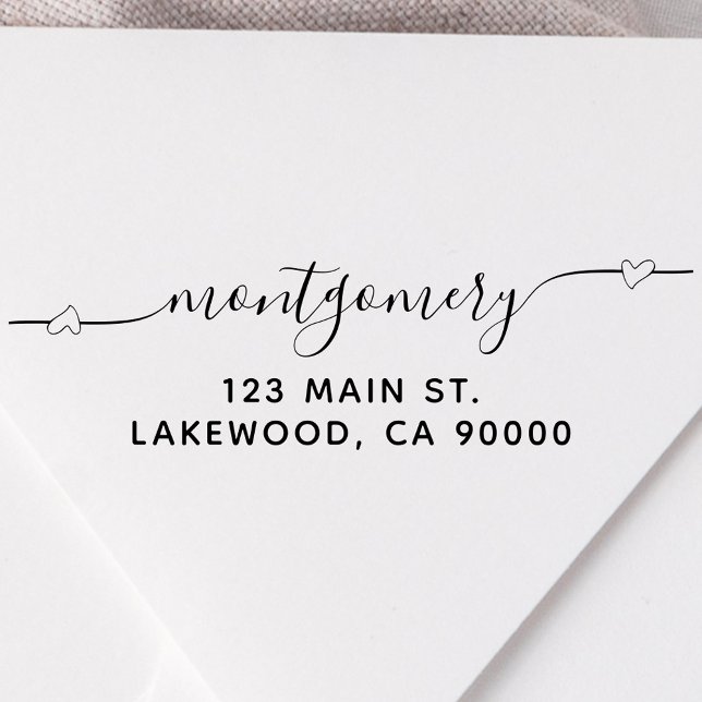 Simple Heart Script Handwritten Return Address Self-inking Stamp (Creator Uploaded)