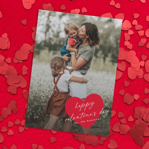 Simple Heart Script Happy Valentines Day Holiday Card