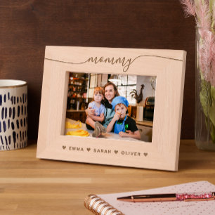 Simple Heart Script Mommy Mom Laser Etched Engraved Frames