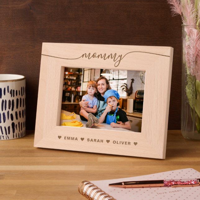 Simple Heart Script Mommy Mom Laser Etched Engraved Frames (Creator Uploaded)