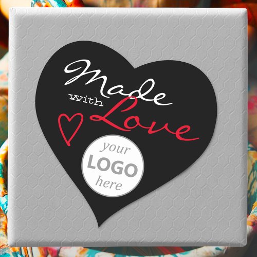 Simple Heart Shape Made with Love Logo Template Heart Sticker