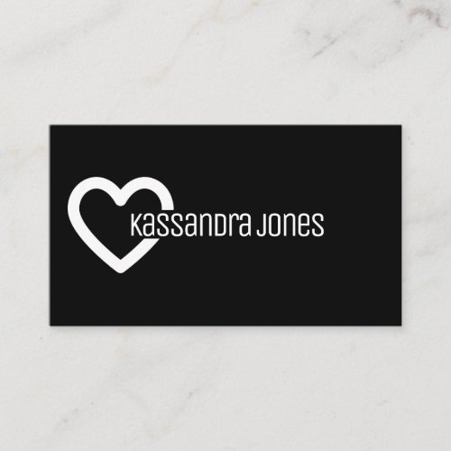 Simple Heart Shape Outline Black and White Modern Business Card
