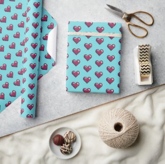 Simple Heart Shape Red Pixel Art Pattern