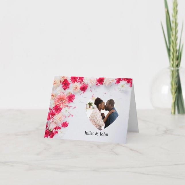  simple heart shaped personalized photo holiday card (Front)