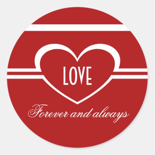 Simple Heart Stickers Deep Red Classic Round Sticker