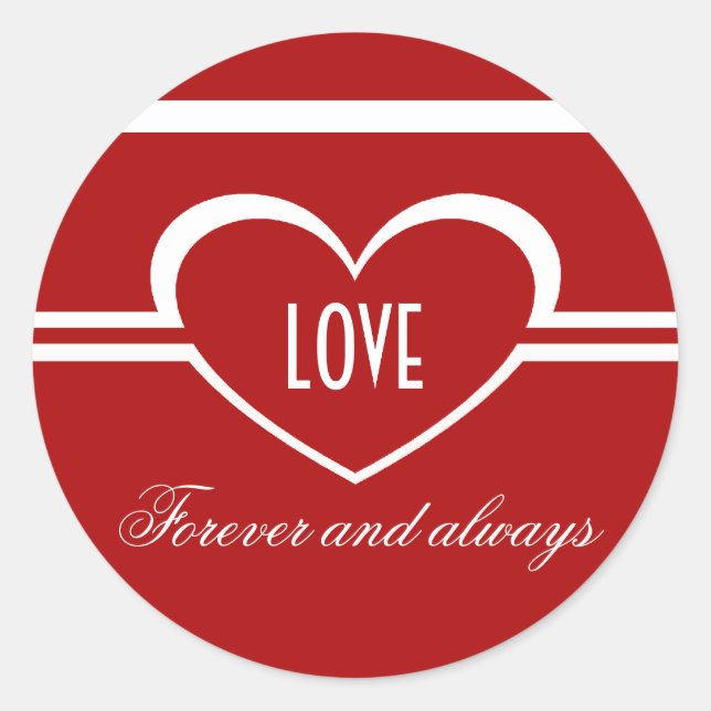 Simple Heart Stickers, Deep Red Classic Round Sticker (Front)