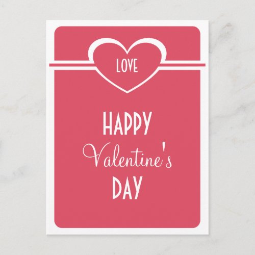 Simple Heart Valentines Day Postcard Dark Pink Holiday Postcard